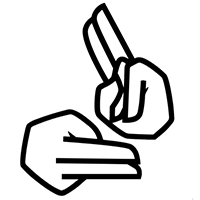Graphic of two hands using sign language